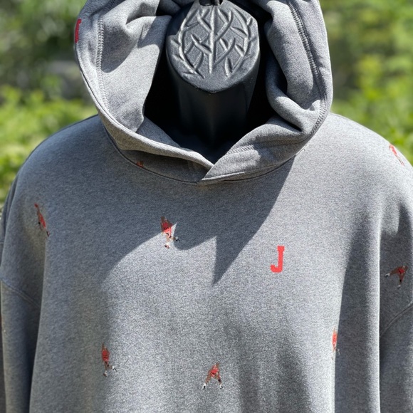 NIKE AIR JORDAN ESSENTIAL STATEMENT ALLOVER HOODIE GRAY - Picture 5 of 8